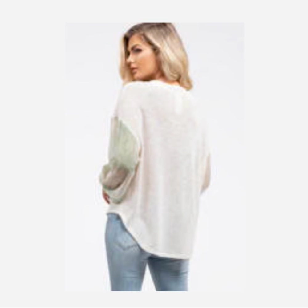 Blu Pepper Buckle NWT Green Tie Dye Sleeve Open Knit Top Tunic Size Small - Picture 7 of 10